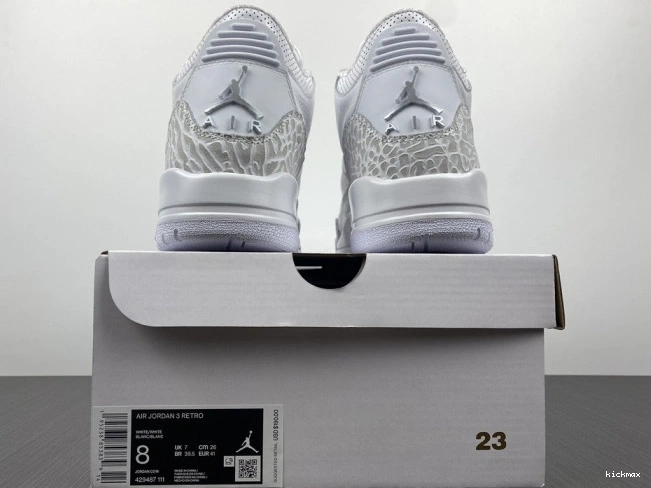 Rep MAX PS Retro 'Triple White' Jordan 3 429487-111 Air 0701